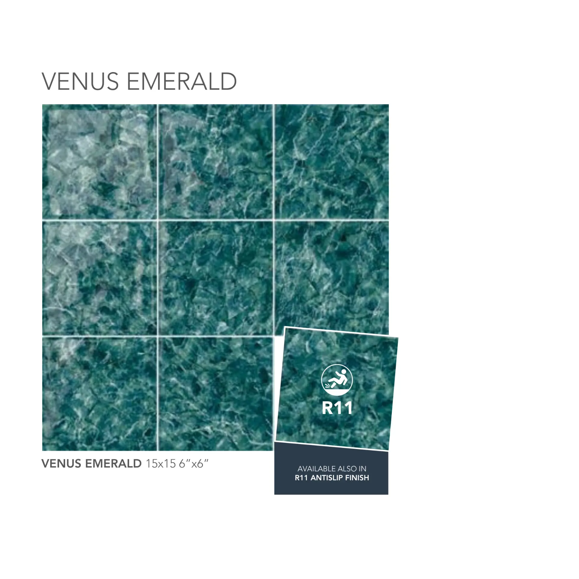 Venus Emerald glossy porcelain pool tile — detail