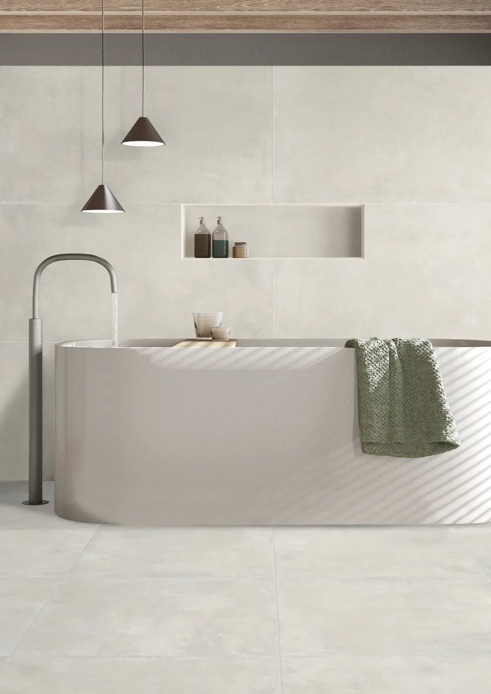 Concrete Beige Relievo Italian porcelain floor tile