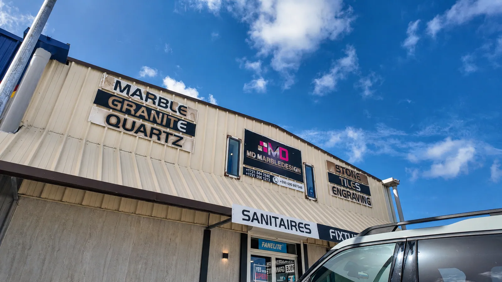 Showroom storefront — Marble · Granite · Quartz