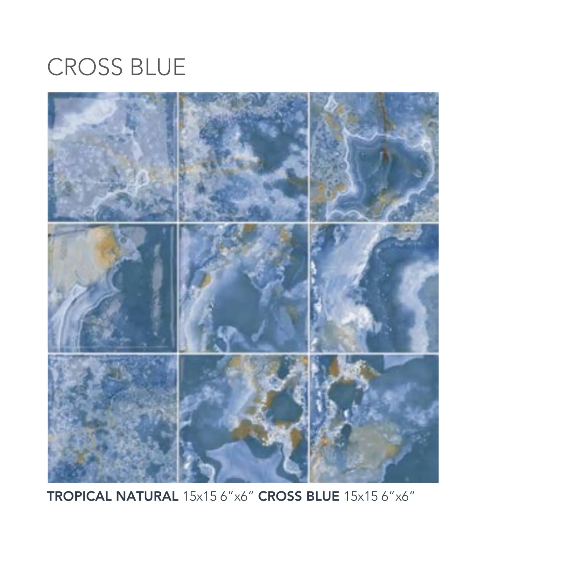 Cross Blue glossy porcelain pool tile — detail