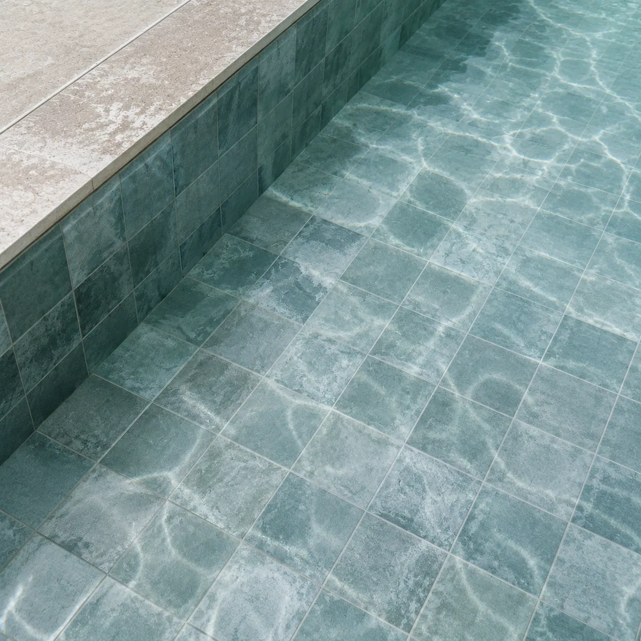 Deep Emerald glossy porcelain pool tile