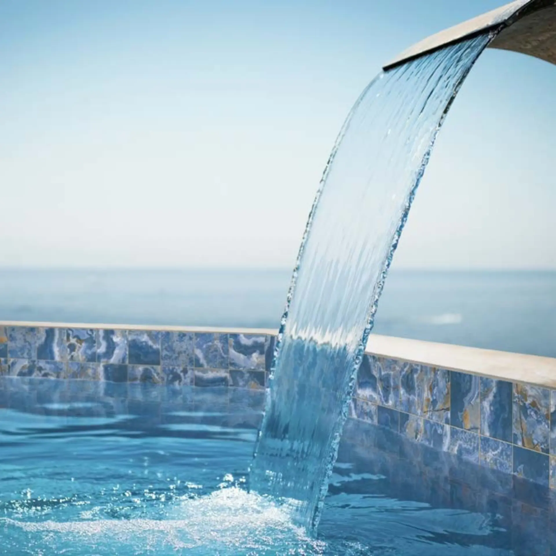 Cross Blue glossy porcelain pool tile